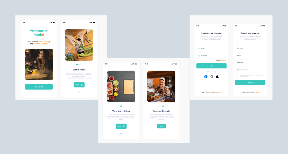 FoodAI Onboarding Flow Screens