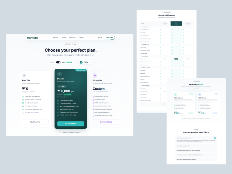 Redesigned Providhy pricing page