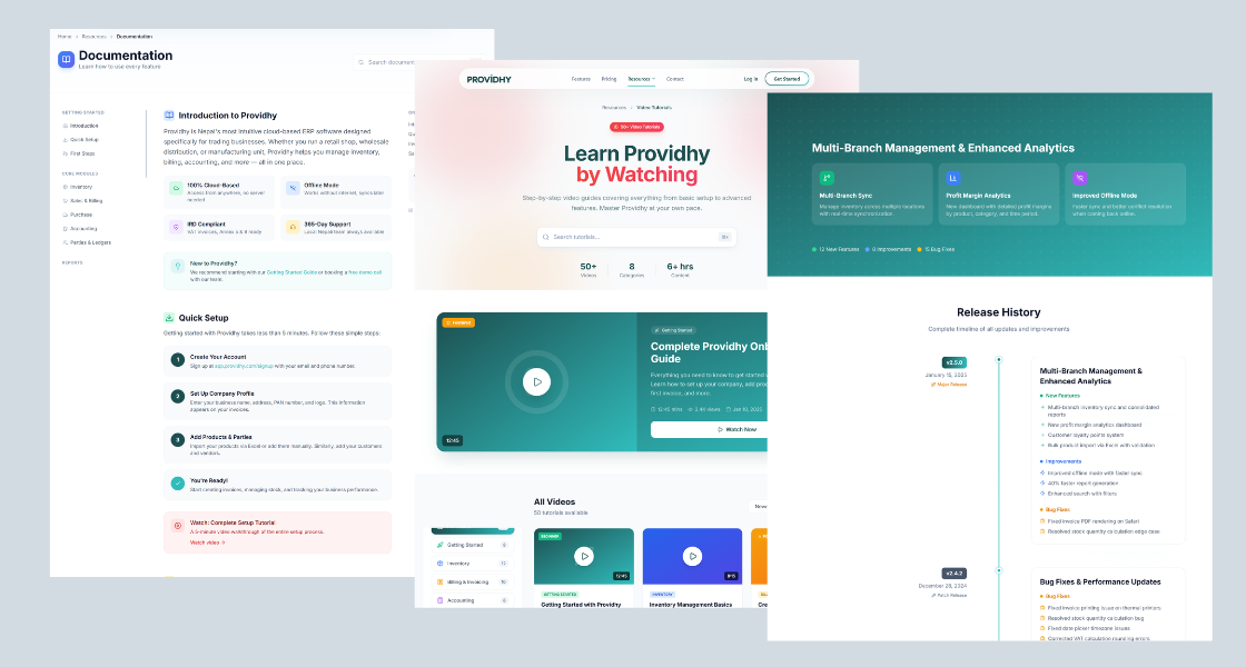 Documentation and Tutorials page